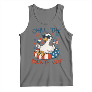 Funny Goose 4th of July Tank Top Chill the Fourth Out Patriotic Humor with Summer Vibes TS02 Black Heather Print Your Wear