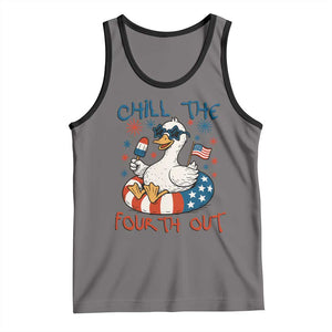 Funny Goose 4th of July Tank Top Chill the Fourth Out Patriotic Humor with Summer Vibes TS02 Deep Heather Black Print Your Wear