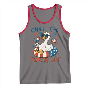 Funny Goose 4th of July Tank Top Chill the Fourth Out Patriotic Humor with Summer Vibes TS02 Deep Heather Red Print Your Wear