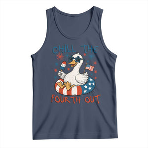 Funny Goose 4th of July Tank Top Chill the Fourth Out Patriotic Humor with Summer Vibes TS02 Navy Print Your Wear