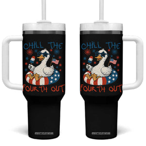 Funny Goose 4th of July Tumbler With Handle Chill the Fourth Out Patriotic Humor with Summer Vibes TS02 One Size: 40 oz Black Print Your Wear