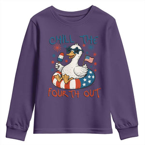Funny Goose 4th of July Youth Sweatshirt Chill the Fourth Out Patriotic Humor with Summer Vibes TS02 Purple Print Your Wear