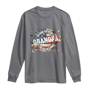 Funny Grandpa The Man The Myth The Bad Influence Long Sleeve Shirt Fathers Day TS11 Charcoal Print Your Wear
