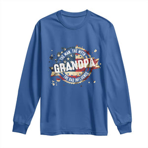 Funny Grandpa The Man The Myth The Bad Influence Long Sleeve Shirt Fathers Day TS11 Royal Blue Print Your Wear