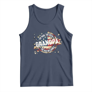 Funny Grandpa The Man The Myth The Bad Influence Tank Top Fathers Day TS11 Navy Print Your Wear