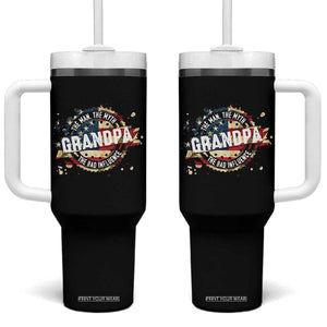 Funny Grandpa The Man The Myth The Bad Influence Tumbler With Handle Fathers Day TS11 One Size: 40 oz Black Print Your Wear