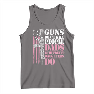 Funny Gun Don't Kill People Dads With Pretty Daughters Do Tank Top Girl Dad Pink American Flag TS11 Deep Heather Print Your Wear