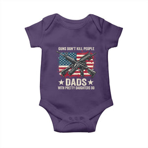 Funny Guns Don't Kill People Dads With Pretty Daughters Do Baby Onesie Girl Dad Vintage American Flag TS11 Purple Print Your Wear