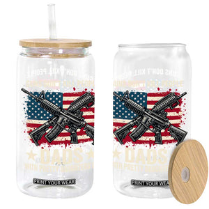 Funny Guns Don't Kill People Dads With Pretty Daughters Do Glass Can Girl Dad Vintage American Flag TS11 Black Print Your Wear