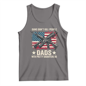 Funny Guns Don't Kill People Dads With Pretty Daughters Do Tank Top Girl Dad Vintage American Flag TS11 Deep Heather Print Your Wear