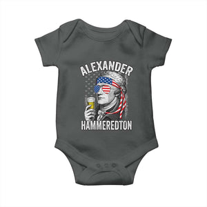 Funny Hamilton Drinking Baby Onesie Alexander Hammeredton 4th of July Beer Merica Flag TS10 Dark Heather Print Your Wear
