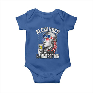 Funny Hamilton Drinking Baby Onesie Alexander Hammeredton 4th of July Beer Merica Flag TS10 Royal Blue Print Your Wear