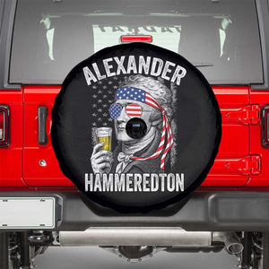 Funny Hamilton Drinking Spare Tire Cover Alexander Hammeredton 4th of July Beer Merica Flag TS10 Black Print Your Wear