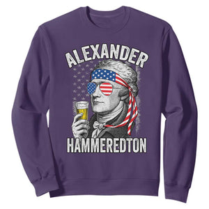 Funny Hamilton Drinking Sweatshirt Alexander Hammeredton 4th of July Beer Merica Flag TS10 Purple Print Your Wear