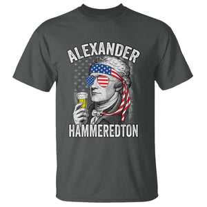 Funny Hamilton Drinking T Shirt Alexander Hammeredton 4th of July Beer Merica Flag TS10 Dark Heather Print Your Wear