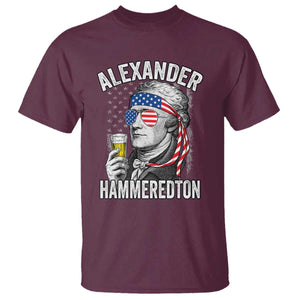 Funny Hamilton Drinking T Shirt Alexander Hammeredton 4th of July Beer Merica Flag TS10 Maroon Print Your Wear