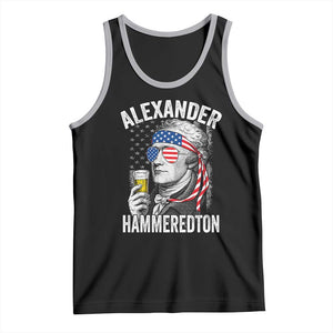 Funny Hamilton Drinking Tank Top Alexander Hammeredton 4th of July Beer Merica Flag TS10 Black Athletic Heather Print Your Wear