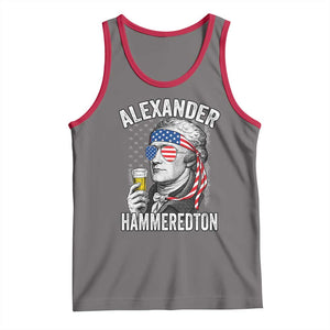 Funny Hamilton Drinking Tank Top Alexander Hammeredton 4th of July Beer Merica Flag TS10 Deep Heather Red Print Your Wear