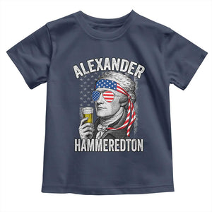 Funny Hamilton Drinking Toddler T Shirt Alexander Hammeredton 4th of July Beer Merica Flag TS10 Navy Print Your Wear