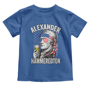 Funny Hamilton Drinking Toddler T Shirt Alexander Hammeredton 4th of July Beer Merica Flag TS10 Royal Blue Print Your Wear