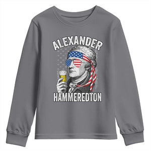 Funny Hamilton Drinking Youth Sweatshirt Alexander Hammeredton 4th of July Beer Merica Flag TS10 Charcoal Print Your Wear