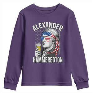 Funny Hamilton Drinking Youth Sweatshirt Alexander Hammeredton 4th of July Beer Merica Flag TS10 Purple Print Your Wear