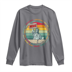 Funny Hands Off Long Sleeve Shirt Resist Vintage Statue Of Liberty TS11 Charcoal Print Your Wear