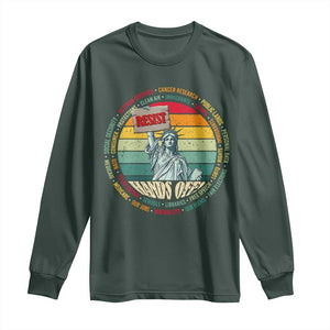 Funny Hands Off Long Sleeve Shirt Resist Vintage Statue Of Liberty TS11 Dark Forest Green Print Your Wear