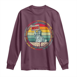 Funny Hands Off Long Sleeve Shirt Resist Vintage Statue Of Liberty TS11 Maroon Print Your Wear