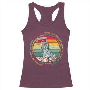 Funny Hands Off Racerback Tank Top Resist Vintage Statue Of Liberty TS11 Maroon Print Your Wear