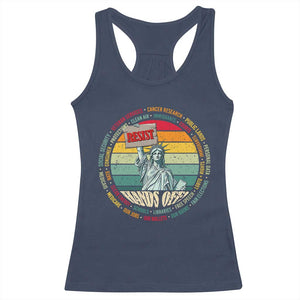 Funny Hands Off Racerback Tank Top Resist Vintage Statue Of Liberty TS11 Navy Print Your Wear