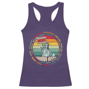Funny Hands Off Racerback Tank Top Resist Vintage Statue Of Liberty TS11 Purple Print Your Wear