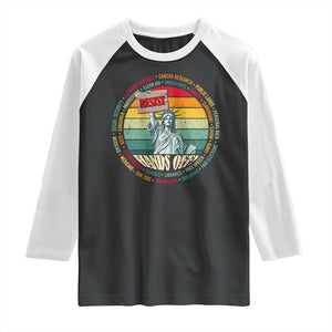 Funny Hands Off Raglan Shirt Resist Vintage Statue Of Liberty TS11 Black White Print Your Wear