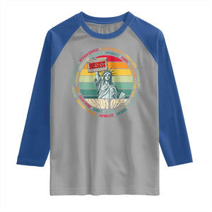 Funny Hands Off Raglan Shirt Resist Vintage Statue Of Liberty TS11 Sport Gray Royal Print Your Wear