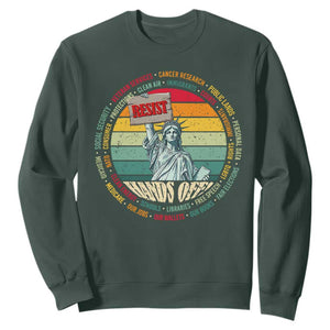 Funny Hands Off Sweatshirt Resist Vintage Statue Of Liberty TS11 Dark Forest Green Print Your Wear