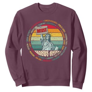 Funny Hands Off Sweatshirt Resist Vintage Statue Of Liberty TS11 Maroon Print Your Wear