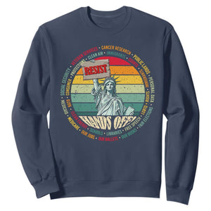 Funny Hands Off Sweatshirt Resist Vintage Statue Of Liberty TS11 Navy Print Your Wear