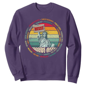 Funny Hands Off Sweatshirt Resist Vintage Statue Of Liberty TS11 Purple Print Your Wear