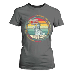 Funny Hands Off T Shirt For Women Resist Vintage Statue Of Liberty TS11 Dark Heather Print Your Wear