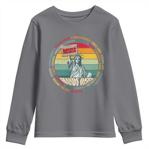 Funny Hands Off Youth Sweatshirt Resist Vintage Statue Of Liberty TS11 Charcoal Print Your Wear