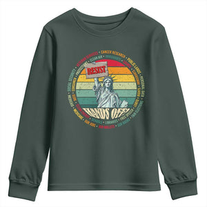 Funny Hands Off Youth Sweatshirt Resist Vintage Statue Of Liberty TS11 Dark Forest Green Print Your Wear
