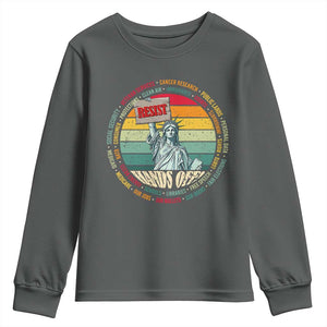 Funny Hands Off Youth Sweatshirt Resist Vintage Statue Of Liberty TS11 Dark Heather Print Your Wear