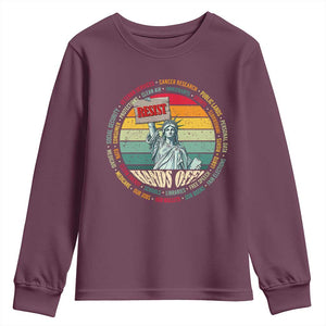 Funny Hands Off Youth Sweatshirt Resist Vintage Statue Of Liberty TS11 Maroon Print Your Wear
