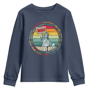 Funny Hands Off Youth Sweatshirt Resist Vintage Statue Of Liberty TS11 Navy Print Your Wear