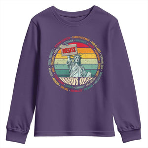 Funny Hands Off Youth Sweatshirt Resist Vintage Statue Of Liberty TS11 Purple Print Your Wear