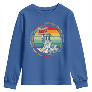 Funny Hands Off Youth Sweatshirt Resist Vintage Statue Of Liberty TS11 Royal Blue Print Your Wear