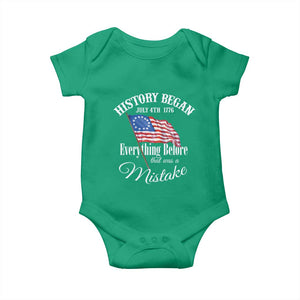 Funny History Began July 4th 1776 Everthing Before That Was A Mistake Baby Onesie 4th Of July TS11 Irish Green Print Your Wear