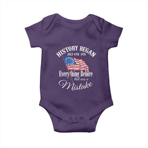 Funny History Began July 4th 1776 Everthing Before That Was A Mistake Baby Onesie 4th Of July TS11 Purple Print Your Wear