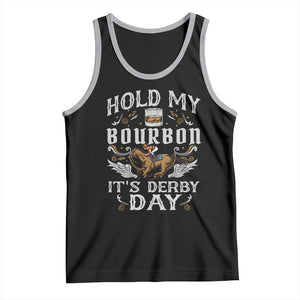 Funny Hold My Bourbon It's Derby Day Tank Top Horse Racing TS11 Black Athletic Heather Print Your Wear