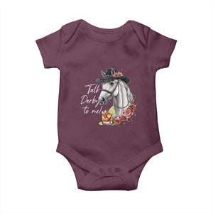 Funny Horse Lover Talk Derby To Me Baby Onesie TS11 Maroon Print Your Wear